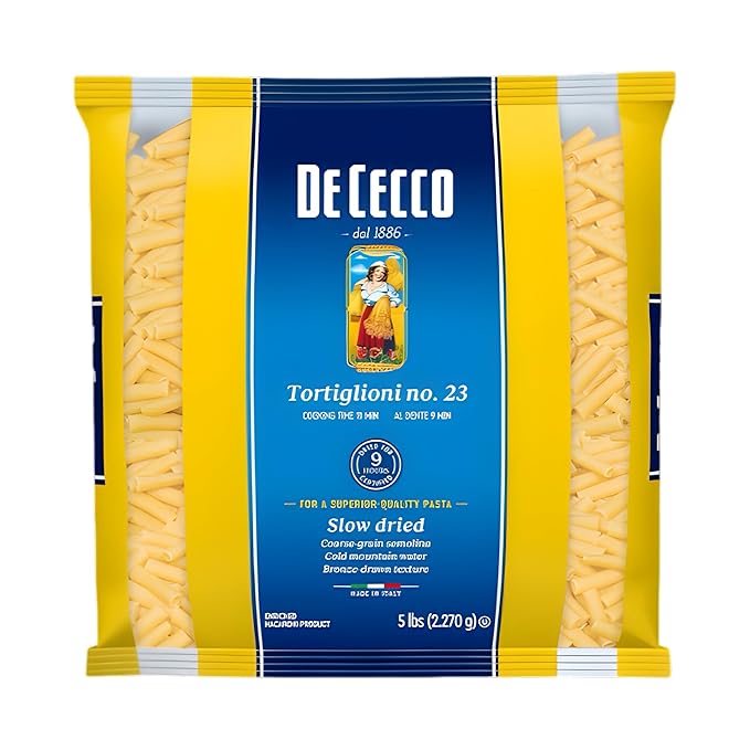 De Cecco Semolina Pasta Tortiglioni No.23 5 Pound (Pack of 4)