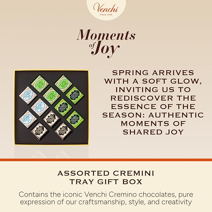Venchi - Spring Tray Box with 12 Cremini Venchi Spring Collection 4.76 Oz Gluten Free Gift Idea
