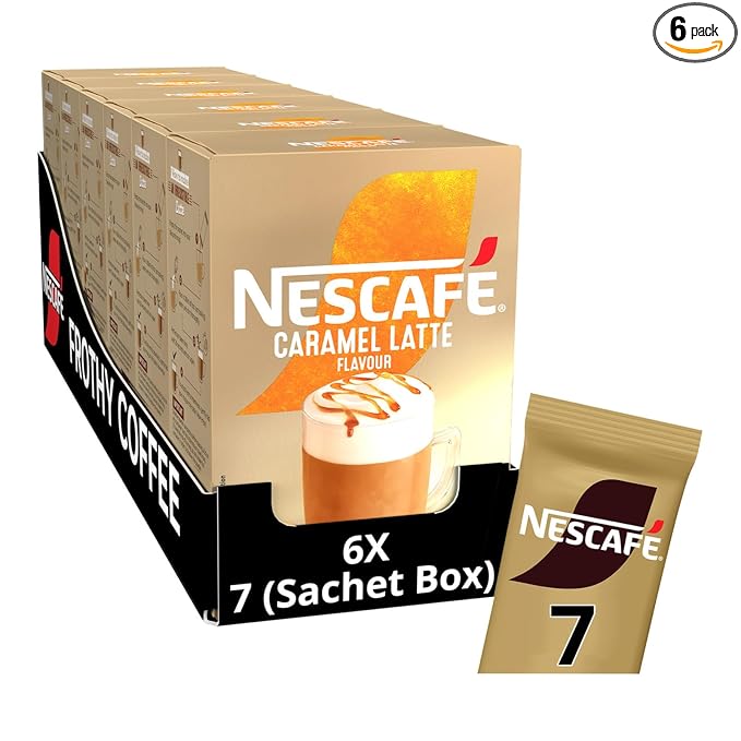 NESCAFÉ LATTE Caramel Instant Coffee Sachets x7 (Pack of 6 Total 42 Sachets)