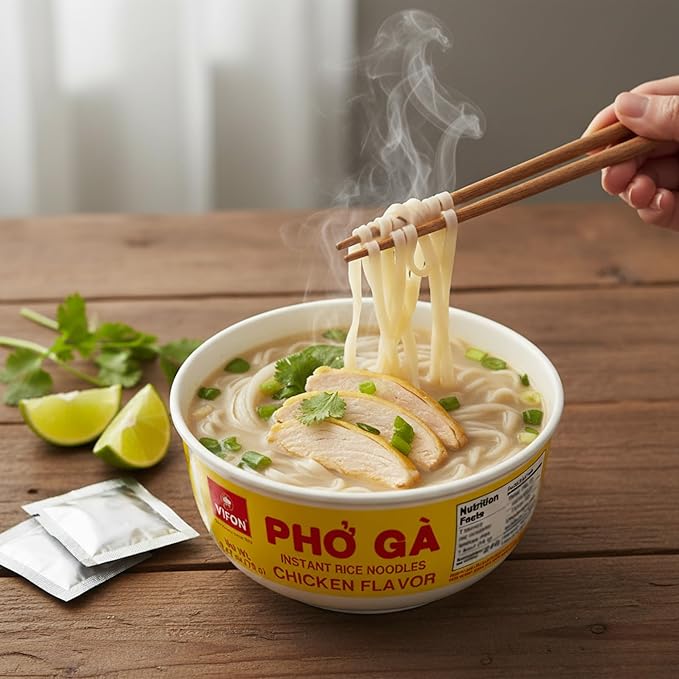 VIFON Phở Gà Instant Rice Noodles Chicken Flavor Bowl (70 g) (Pack of 12) | Authentic Vietnamese Chicken Pho | Halal Certified | Ready in 3 Minutes | Product of Vietnam