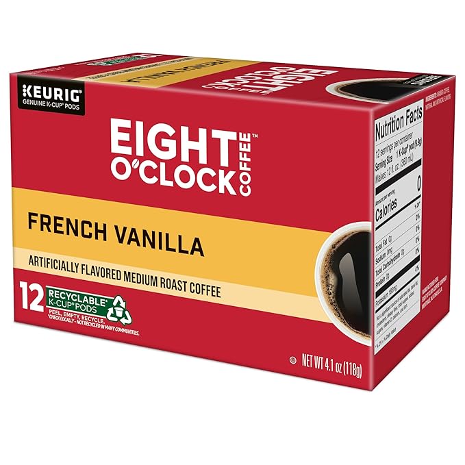 Eight O'Clock Coffee French Vanilla Single-Serve Coffee K-Cup Pods Medium Roast 72 Count