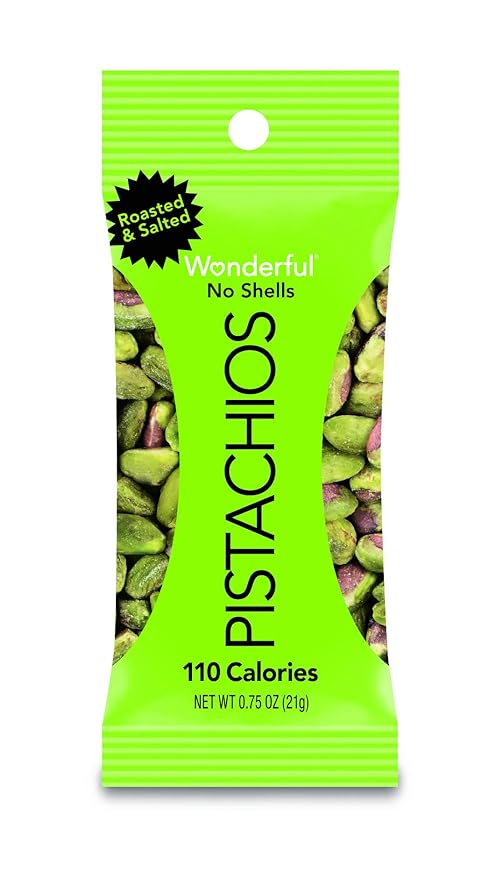 Wonderful Roasted and Salted Pistachio without Shell 0.75 Ounce - 96 per case.