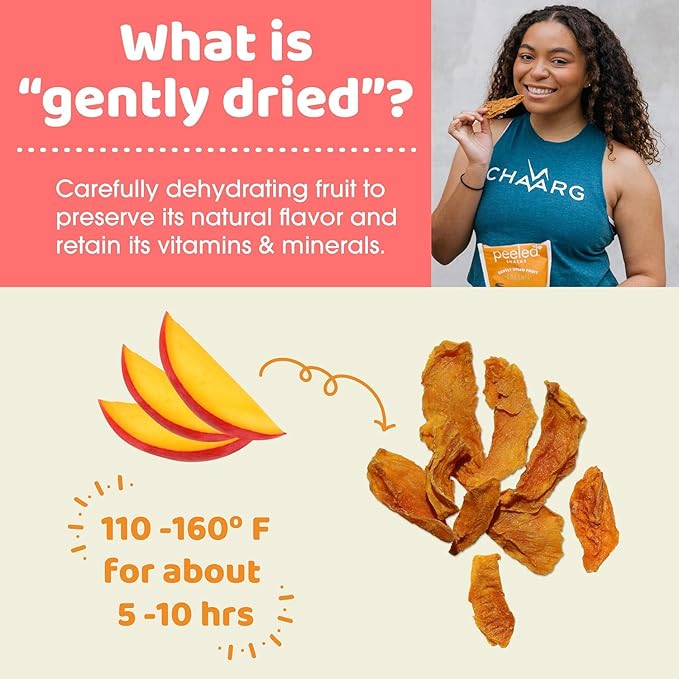 Peeled Snacks Organic Dried Fruit – Healthy Vegan Snacks for On-the-Go Lunch and More Mango 1 Oz (Pack of 24)