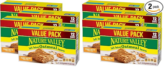 Nature Valley Soft-Baked Oatmeal Squares Peanut Butter 4Count (Pack of 2)