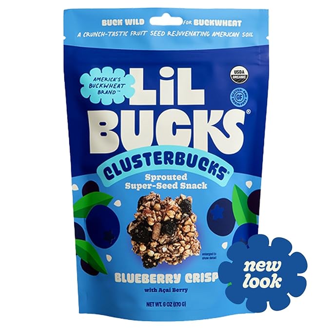 Clusterbucks Superfood Clusters – Grain-Free Keto-Friendly Granola with Regeneratively Grown Sprouted Buckwheat– Gluten-Free Low-Carb Organic Healthy Snack (6 Ounce (Pack of 3) Blueberry Crisp)
