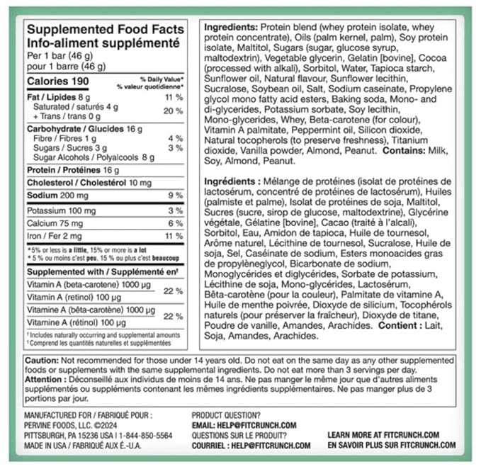 FITCRUNCH Snack Size Protein Bars World’s Only 6-Layer Baked Bar 3g of Sugar &amp Soft Cake Core (18 Bars Mint Chocolate Chip)