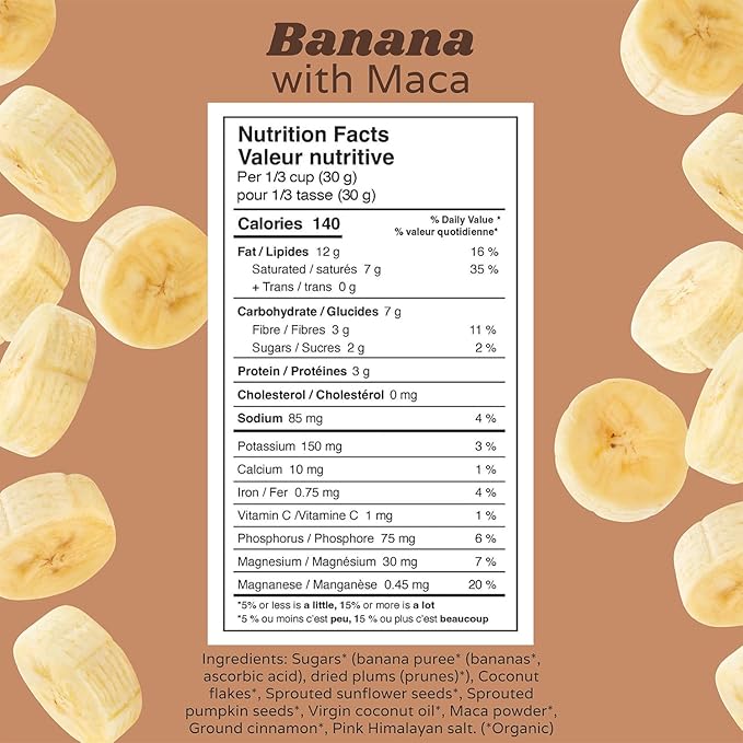 Rawcology Organic Keto Grain Free Raw Crunch Granola - Banana with Maca 3 x 200 Gram Pack