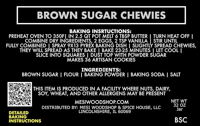 Brown Sugar Chewies Deconstructed Cookie Kit | Baking Mix Makes 36 Artisan Cookies | A Sweet Brown Sugar Dessert Indulgence In Every Bite