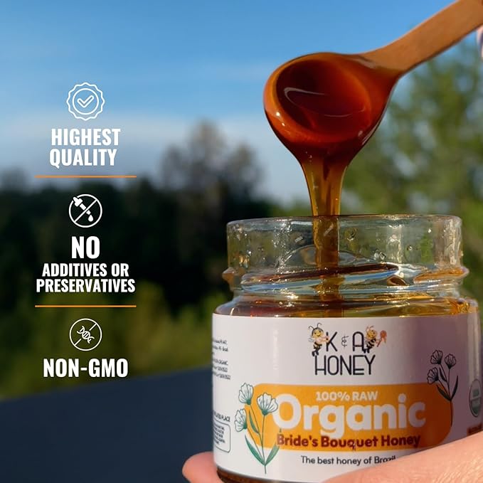 K&ampA HONEY Angico + Bride’s Bouquet Bundle | USDA Certified Organic | Superfood Honey Duo | Rich in Antioxidants &amp Natural Minerals | Raw | Premium | 8.47 oz Each