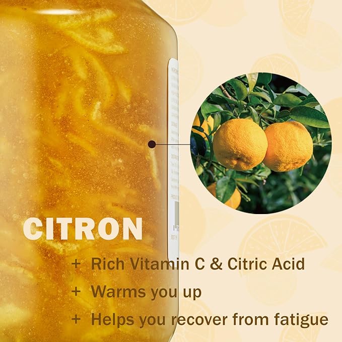 KPANTRY Korean Yuja Tea (Honey Citron) - Pure Yuzu Marmalade Concentrate with Real Citrus Slices &amp Honey Caffeine-Free – Hot/Iced Tea Spread &amp Smoothie Mix – 35.27 oz (1kg)