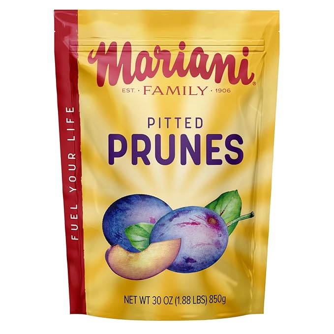 Mariani Pitted Dried Prunes No Sugar Added 30 Ounces (Pack of 1) - Resealable Bag