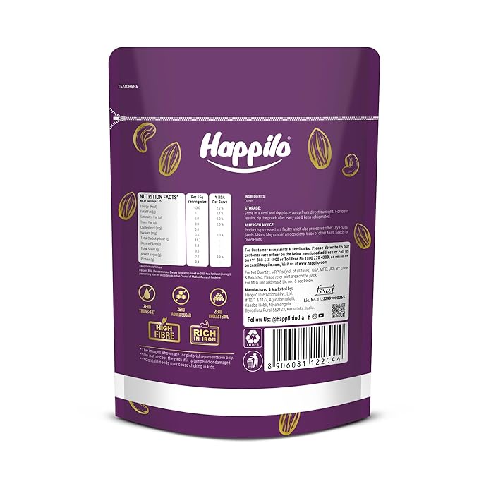 Happilo Premium International Omani Dates 680G Value Pack Khajoor Or Khajur Dry Fruit Healthy &amp Nutritious Snack Rich In Protein &amp Vitamins Natural Sweetener 680 G (Pack Of 1) Dates