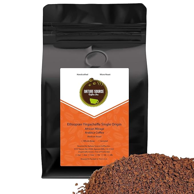 Yirgacheffe Ethiopia Single Origin | Organic | African Mirage | Whole Bean Coffee |1lb 1-Pack