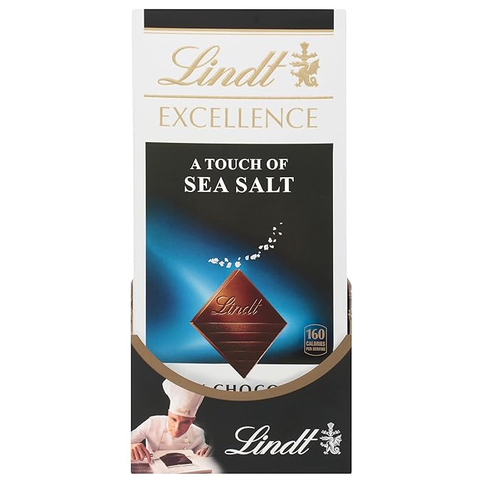 Lindt EXCELLENCE Sea Salt Dark Chocolate Bar Dark Chocolate Candy with a Touch of Sea Salt 3.5 oz. Bar (12 Pack)