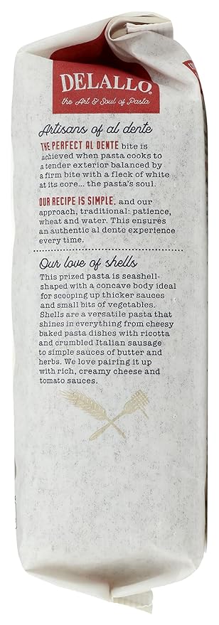 Delallo Organic Whole Wheat Shells Pasta No. 91 Kosher Non GMO 16 Ounces (Pack Of 8)
