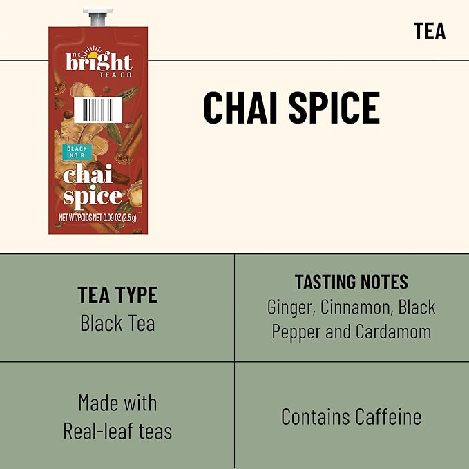 Flavia Bright Tea Co. Chai Spice Freshpacks works only with Flavia Brewers (Case of 100)