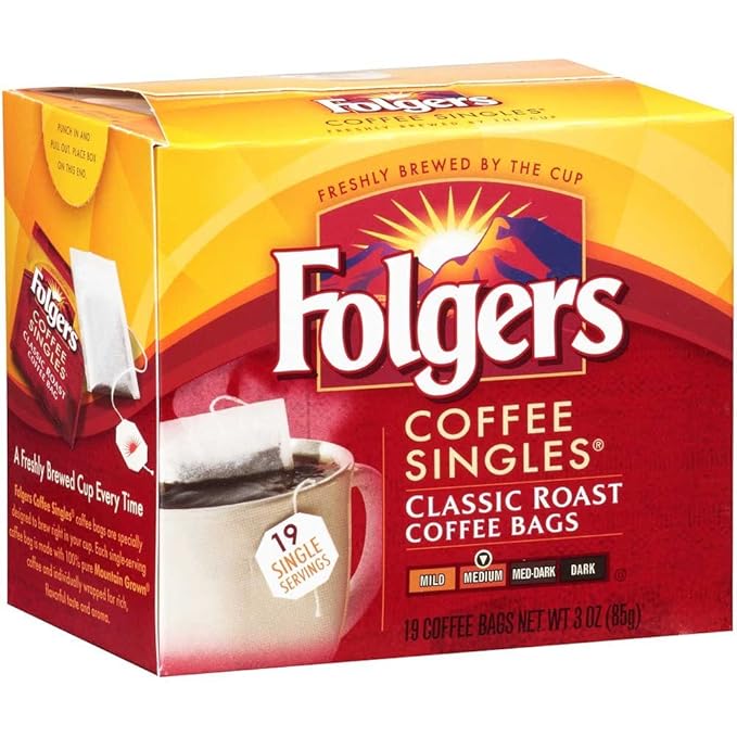 Folgers Coffee Singles - 19 packets per box 12 boxes per case