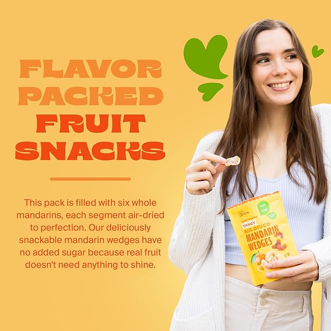 Whitney Jordan Naturals Air-Dried Mandarin Wedges 2 Oz Pack of 10 - Dried Fruit Snack - Contains 6 Mandarins - No Sugar Added Gluten-Free Vegan Chewy Real Fruit for Healthy Snacking On-the-Go