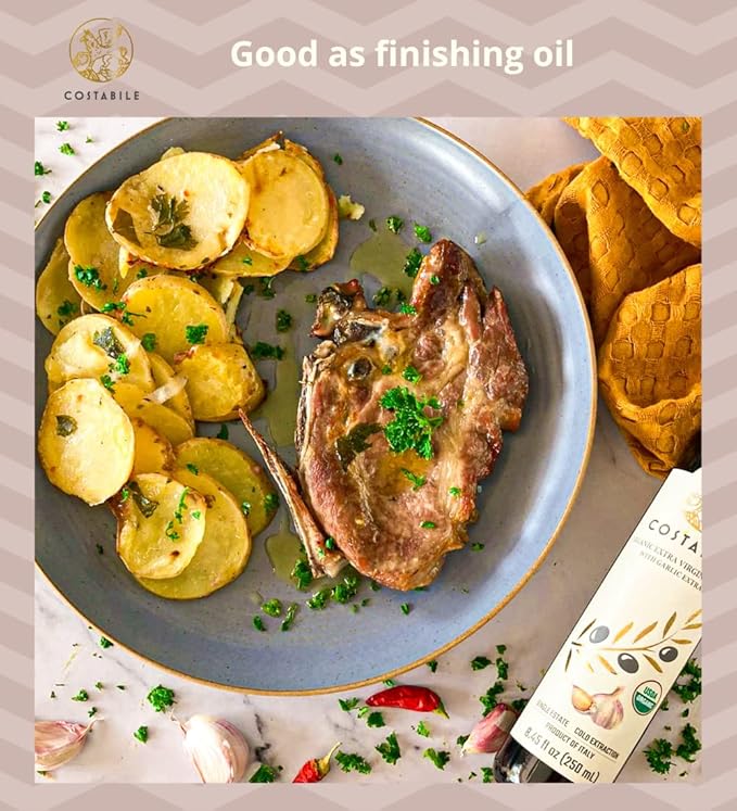 Lemon and Garlic Infused Olive Oil Set - Perfect Combo for Salad Dressing Bread Dipping and Finishing - COSTABILE