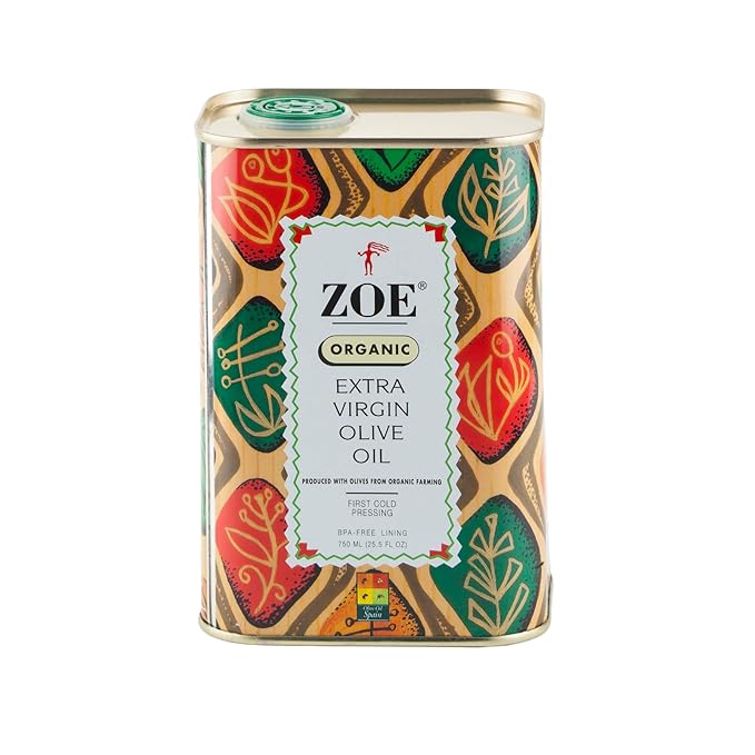 Zoe Organic Extra Virgin Olive Oil Tin BPA Free Lining 25.5 Ounce Pack of 2