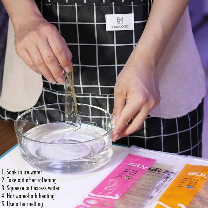 Haodong Beef Platinum Leaf Gelatin Sheets - 450-500 Sheets 1KG (2.2LBS) 240Bloom Gelatin Leaves for Mousse Mirror Glaze Cream Cake Dessert Jellies