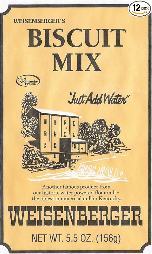 Weisenberger Biscuit Mix - Southern Style Buttermilk Biscuit Mix - Made From Non-GMO Soft Red Wheat - Traditional Old Fashioned Recipe - 5.5 Oz Pack of 12