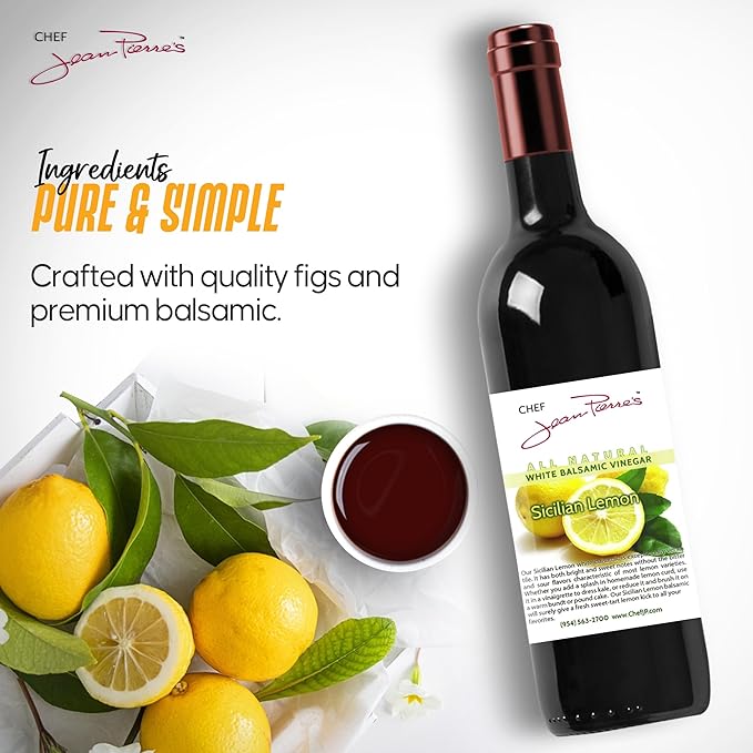 Chef Jean Pierre's Italian Balsamic Vinegar - 375ml (12.5oz) Rich Lemon Flavor 12-Years Traditional Barrel Aged - Ideal For Enhancing Your Meals