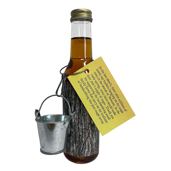 Vermont Maple Syrup Pure Small-Batch Handcrafted on Small Family Farms by MAPLE FARMERS 8.5 oz Glass Bottle with Decorative Metal Sap Bucket Golden Amber Dark &amp Very Dark (Amber &amp Rich