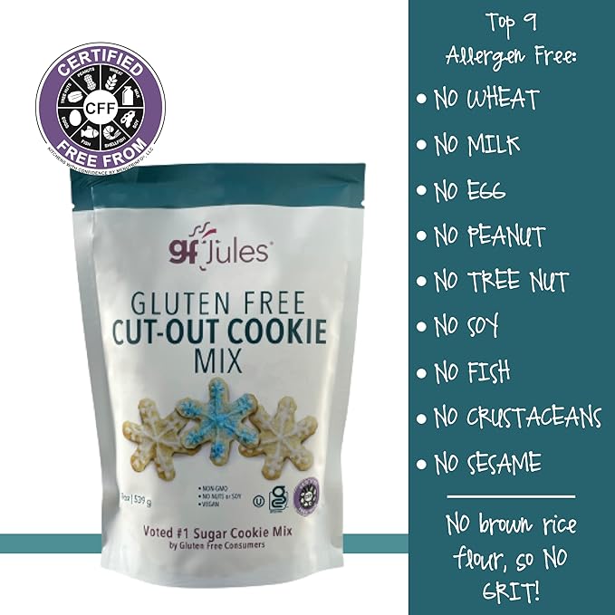 gfJules Certified Gluten Free Original &amp Cut Out Cookie Baking Mix | No Grit Non-GMO Vegan Kosher &amp Top 9 Allergen Free | Alternative to Regular Cookie Mixes