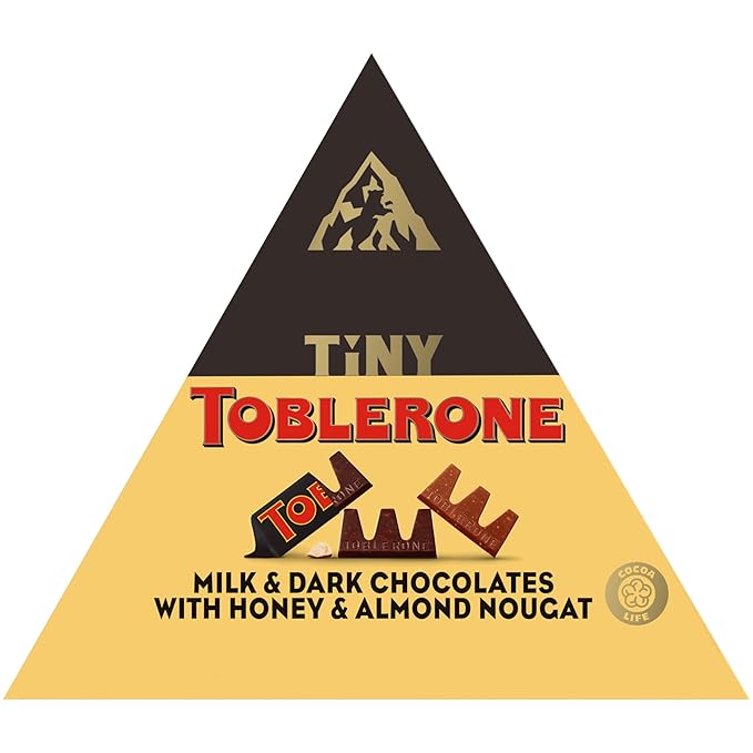 TOBLERONE Tiny Assorted Chocolate Bars Variety Pack (Milk &amp Dark) 1 Gift Box (25 Pieces)