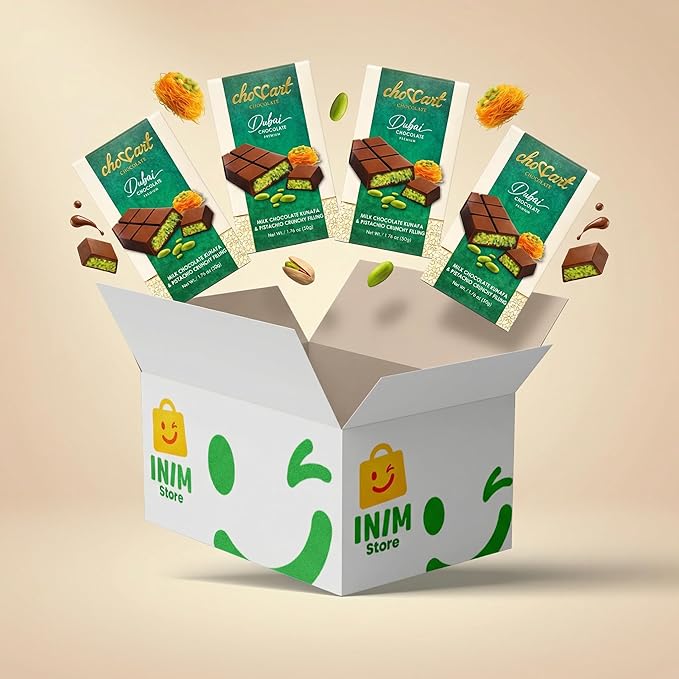 choccart Pistachio Dubai Chocolate Bars – 4 Pack Bundle | Premium Milk Chocolate with Pistachio Filling | 4 x 20g | Made in UAE
