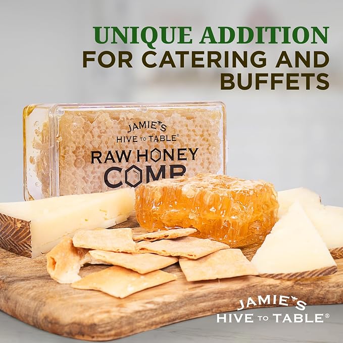 Jamie's Hive To Table 100% Raw Honeycomb 48 Oz (Pack of 12) – All-Natural Pure Georgia Honeycomb – Fresh Georgia Honeycomb with Bee Pollen and Propolis No Additives or Preservatives Non-GMO