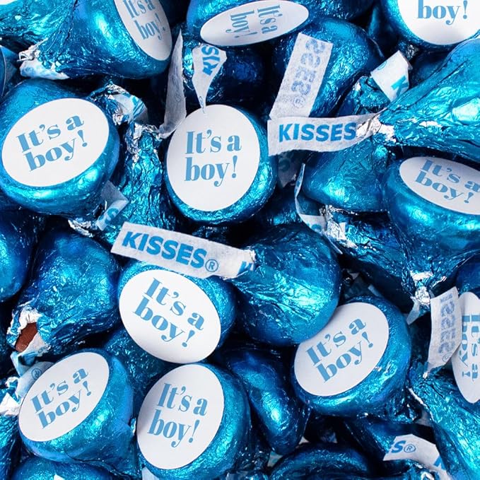 It's A Boy Baby Shower Blue Stickered Hershey's Kisses Candy - Assembled 85 Pack