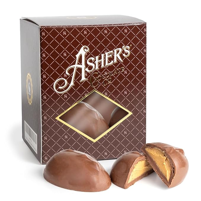 Asher's Chocolates Sugar Free Milk Chocolate Eggs Small Batches of Kosher Chocolate Family Owned Since 1892 13 Individually Wrapped Chocolate Eggs (13 Count Sugar Free Peanut Butter)