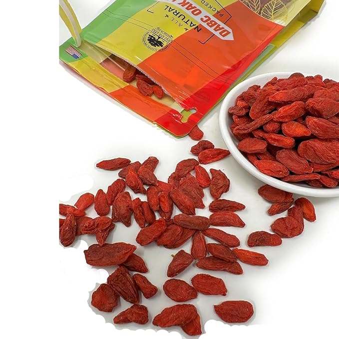DABC OAK LAND Goji Berries 3LB Wolfberry Premium Large Berry Form5A Wolfberry 100% Natural Sun-Dried Whole Fruit Sulfate &amp Additive Free Great Flavor for SoupDrinks Snacks Beverages 3LB/Bag