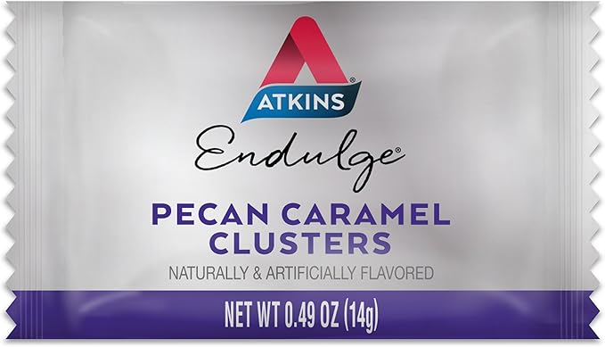 Atkins Pecan Caramel Clusters 60 Count Caramel Chocolate Nut Roll Snack Bar 16 Count