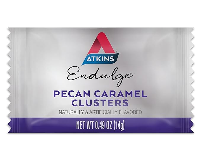 Atkins Pecan Caramel Clusters Dessert Favorite High in Fiber Low Carb 2g Sugar 60 Count