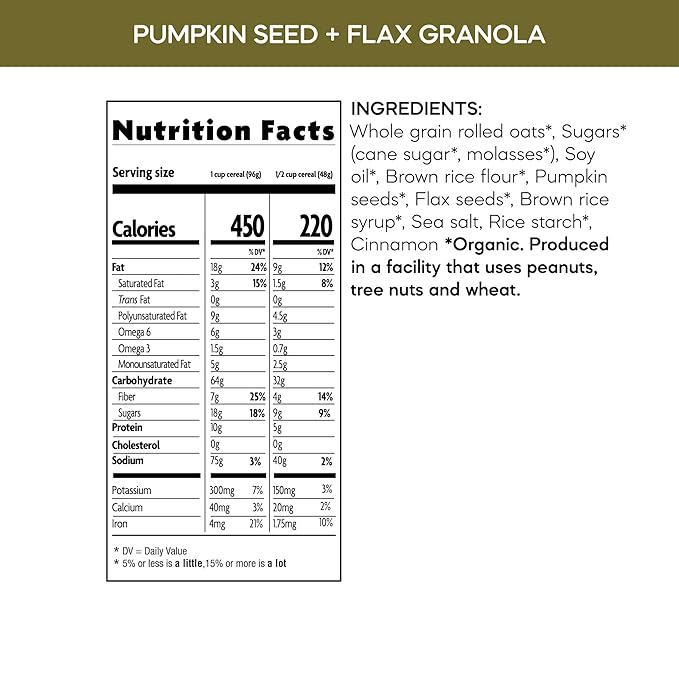 Nature's Path Organic Pumpkin Seed + Flax Granola 25 lb (Pack of 1) Non-GMO