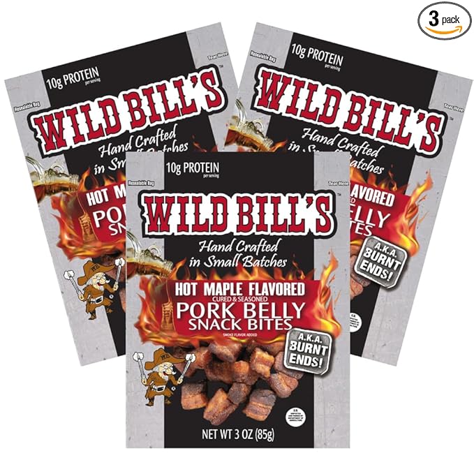 Wild Bill's 3oz Hot Maple Pork Belly Bites (3 Packs)