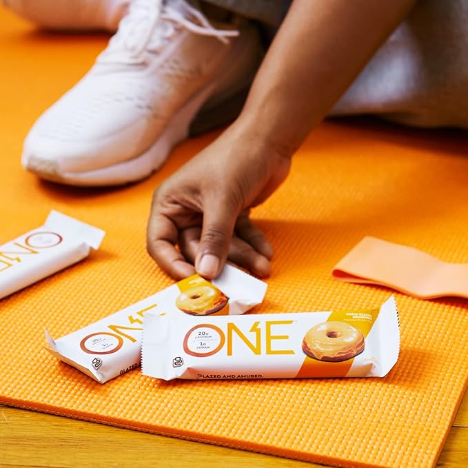 ONE Protein Bars Maple Glazed Doughnut Gluten-Free Protein Bar with 20g Protein and only 1g Sugar &amp Protein Bars Cinnamon Roll Gluten Free Protein Bars with 20g Protein