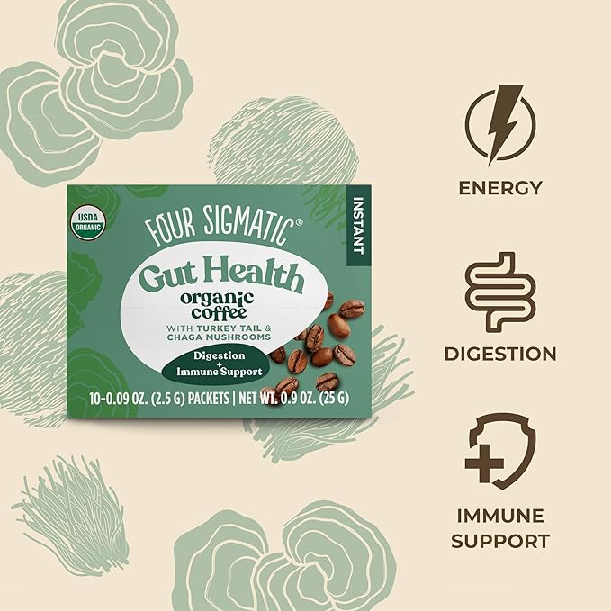 Four Sigmatic Mushroom Coffee Mix Cordyceps and Chaga Pack of 3 (30 Packets Total)