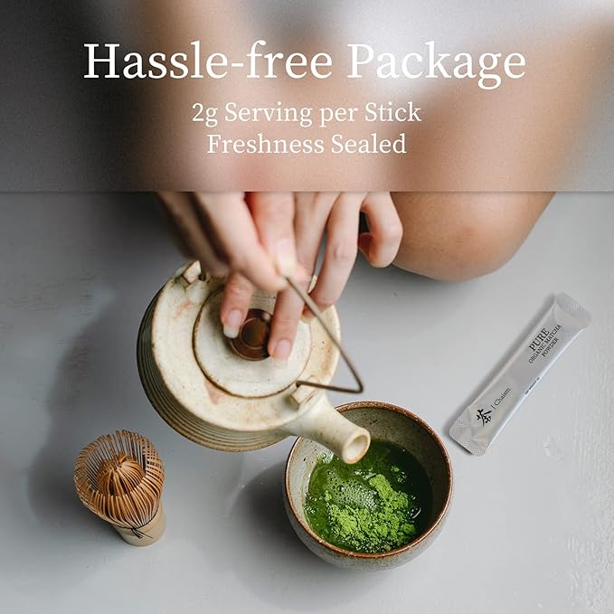Chaism Ceremonial Grade Matcha Green Tea Powder - Single Serve Packets Premium First Harvest USDA Organic Gluten-Free Vegan 100% Pure (20-Packets)