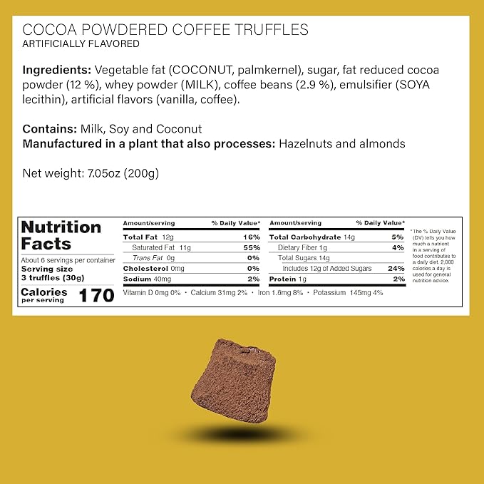 Dream of Truffles - Coffee Truffles | Bold Coffee Flavor | Smooth &amp Creamy | Dark Cocoa Dusted Candy Truffles in a Premium Gift Box | Made in Sweden | 200g