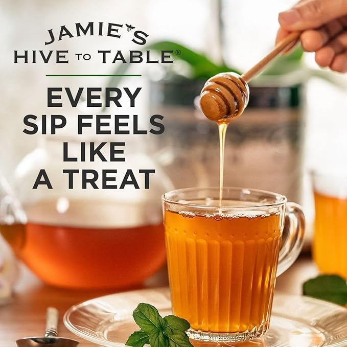 Jamie's Hive to Table Infused Honey Gift Set – Hot Lemon and Cinnamon Flavors 36 Oz Pack of 3 Squeeze Bottles – 100% Natural Raw Honey