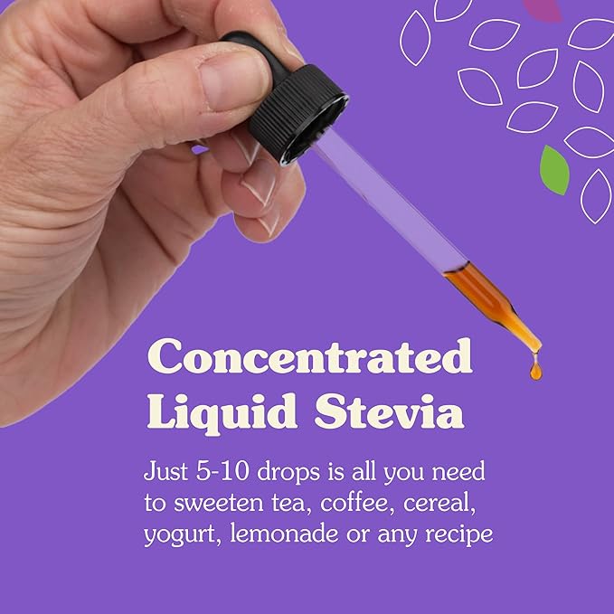 NuNaturals Liquid Vanilla Stevia Sugar-Free Sweetener Plant-Based Sugar Substitute Zero Calorie 2oz (2-Pack)