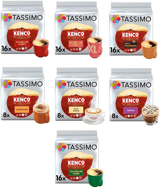 Tassimo Coffee Tea Chocolate Pods. Pick Any 5 Packs from 50+ Blends Including Kenco Costa Jacobs Hot Chocolate Chai latte Baileys Cadbury Milka Oreo Cafe Hag and More.