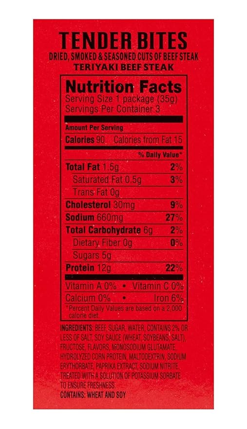Beef Jerky Variety Pack: 3 Original Flavored 3 Tender Bites 3 Teriyaki (1.25 Ounces Per Package)