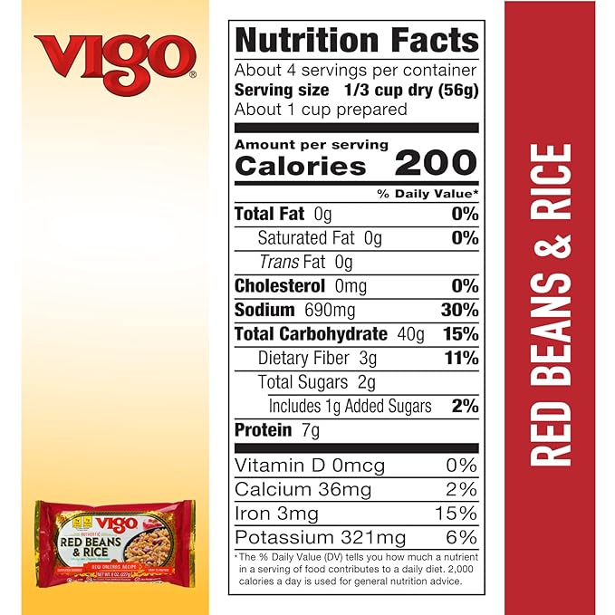 Vigo Authentic Red Beans &amp Rice Low Fat 8oz (Red Beans &amp Rice Pack of 12)