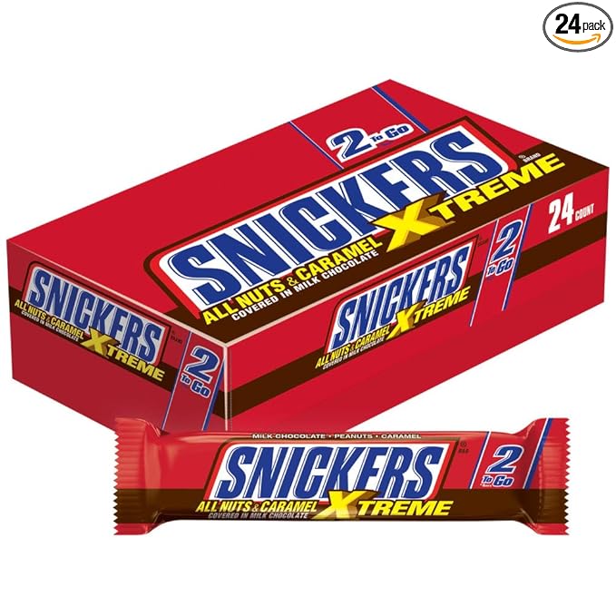 SNICKERS Xtreme Sharing Size Chocolate Candy Bars 3.59-Ounce Bar 24-Count Box
