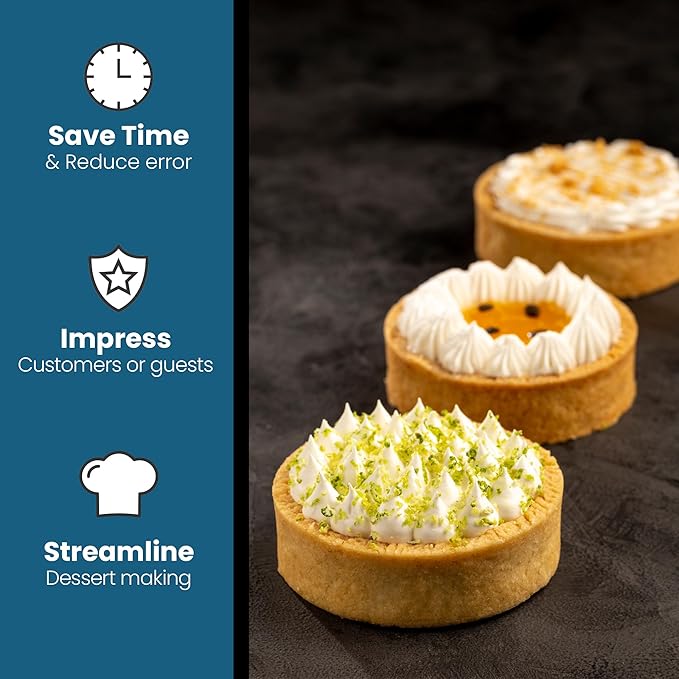 Cambie Sweet Round Large Tart Shells 3.15 Diameter French Style Tart Shells with White Chocolate Coating (Pack of 24)